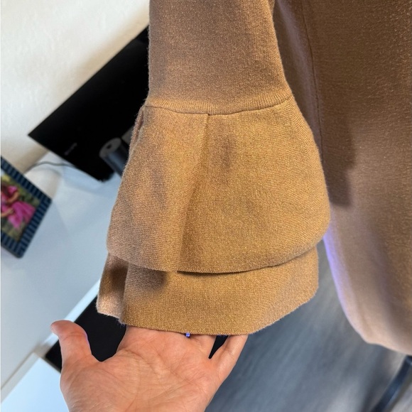 Anthropologie Claudette Ruffled Sleeve Mini
Sweater Dress Camel Brown sz M - Picture 7 of 15